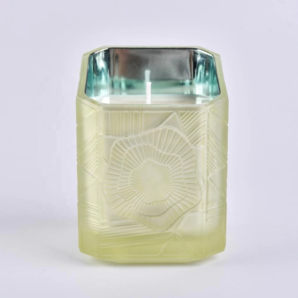 Sunny new design Trapezoid crystal square Luxury glass candle jar holder