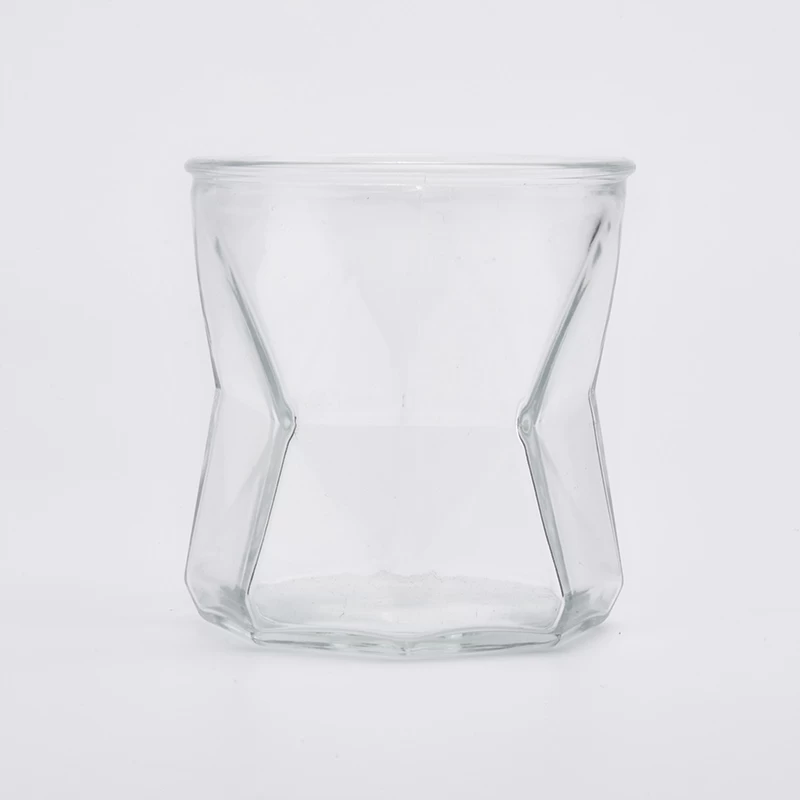 Irregular Geometric Clear Glass Candle Vessel Home Decor Wholesales