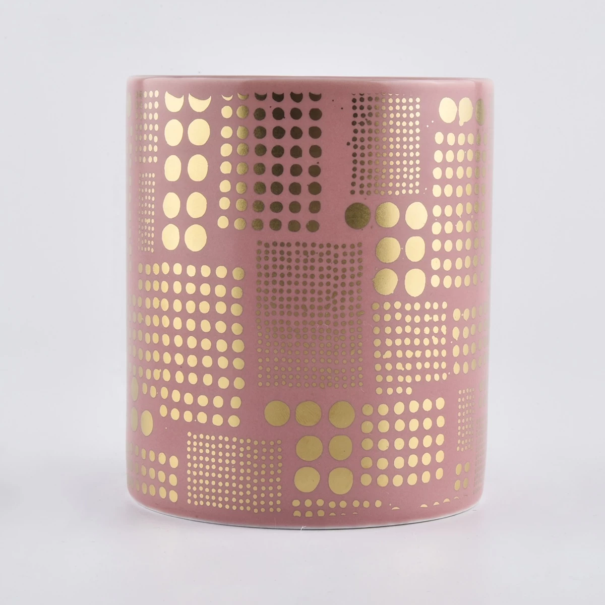 8oz 10oz China eco-friendly cylinder pink printed candle ceramic holder