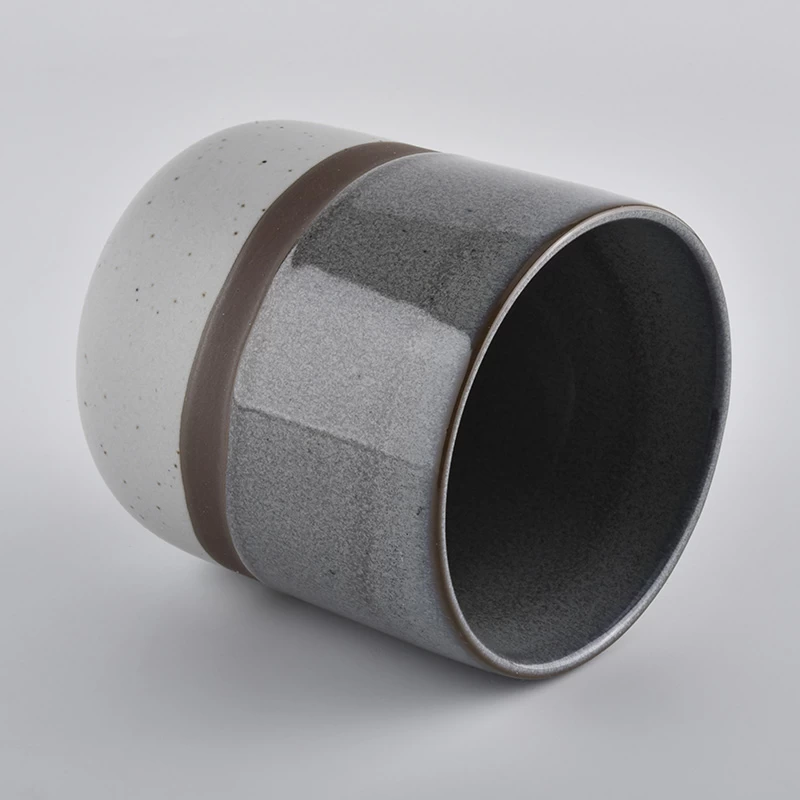 gray transmutation glaze ceramic container, unique bottom ceramic vessel