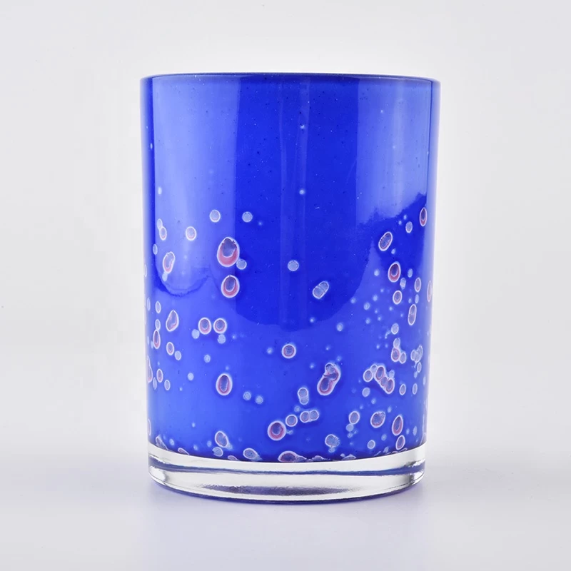 6 oz 10 oz 12 oz Supplier blue glossy glass candle holder for candle making