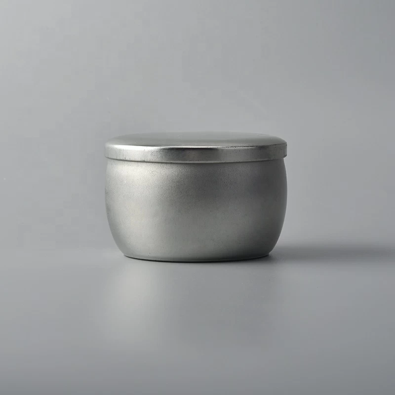 Custom silver Metal Candle tins Metal jar with lid for cosmetic use supply