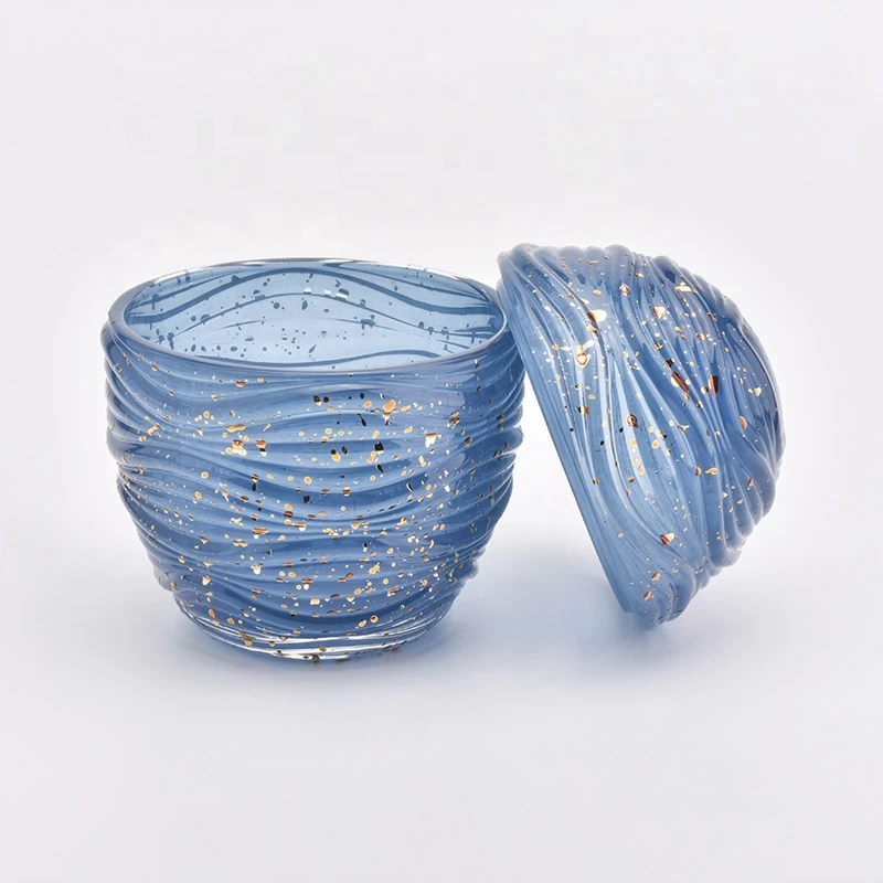 Suppliers egg shape blue unique glass candle holders with cover 10 oz 8 oz