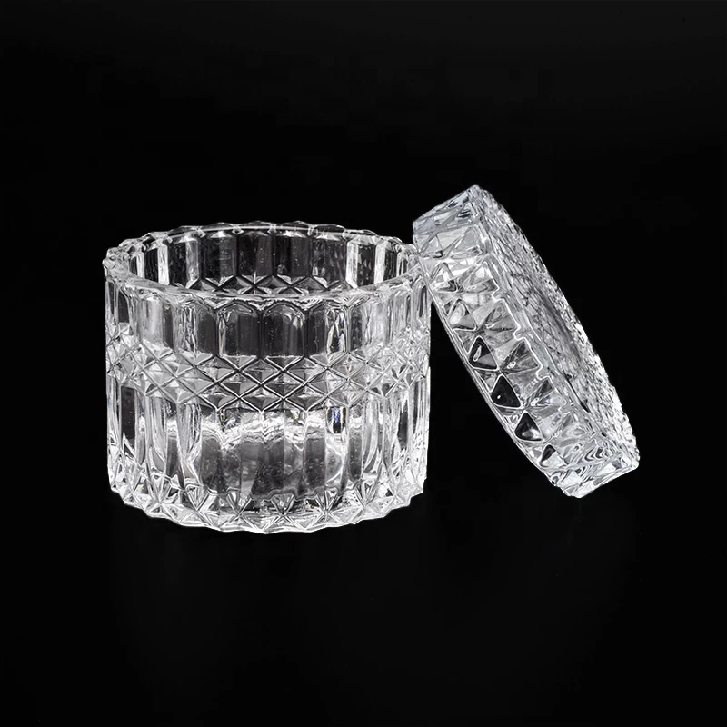 250ML Crystal Glass Candle Jar with Lid for Decor