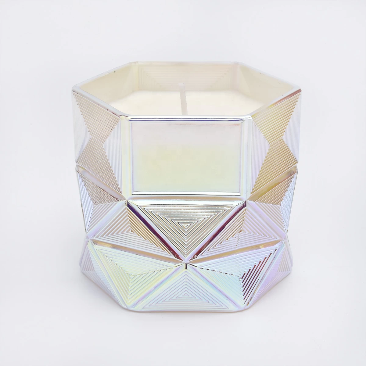 Supplier luxury Hexagon color tealight Glass candle holders