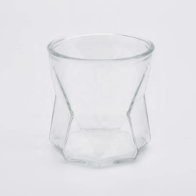 Irregular Geometric Clear Glass Candle Vessel Home Decor Wholesales