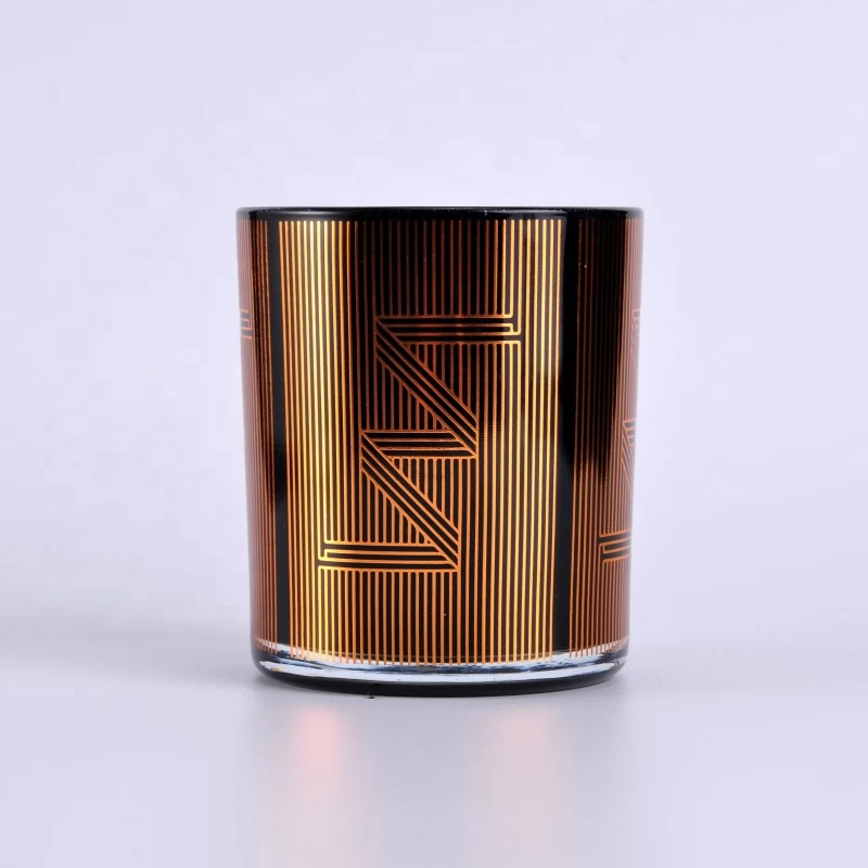 Hot sales cylinder classic laser gold candle glass holders 8oz 10oz