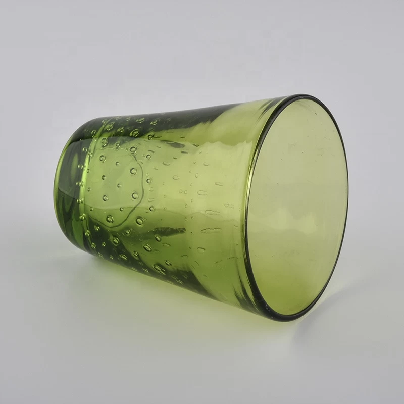 light green hand made glass candle votives