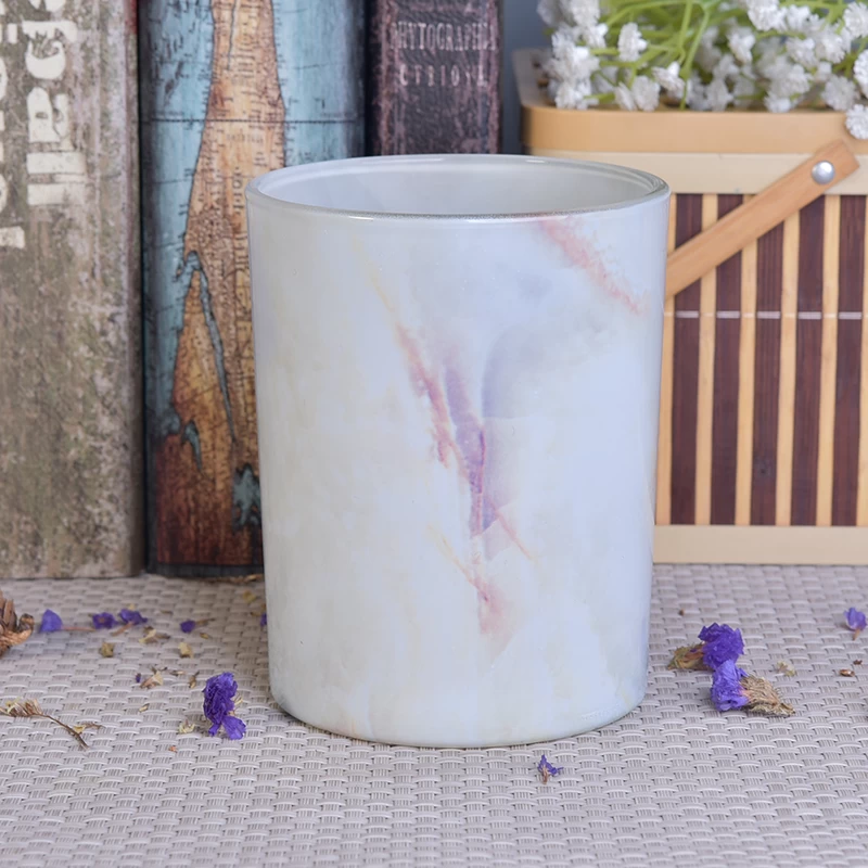 Wholesales White Marble Glass Candle Holders Home Decoration