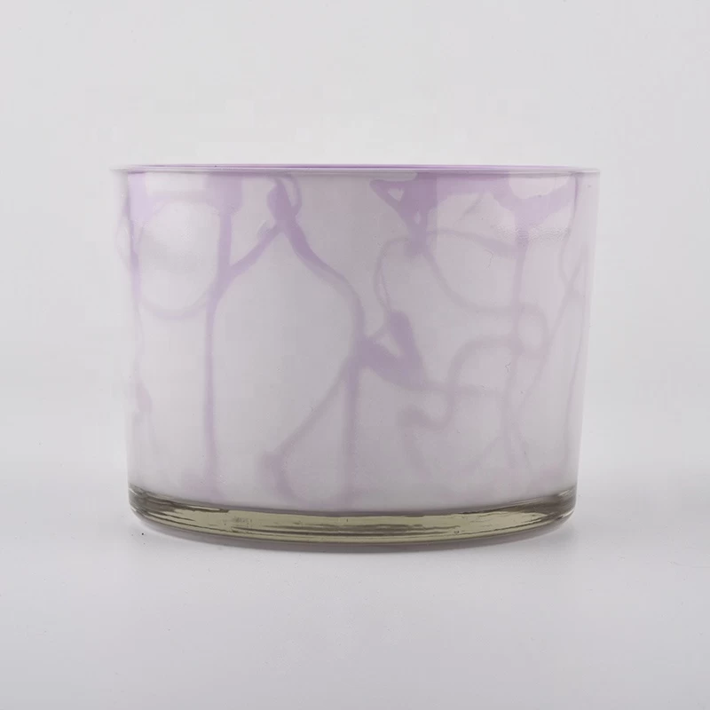 decorative 3 wick glass candle vessel, 500ml large candle jar