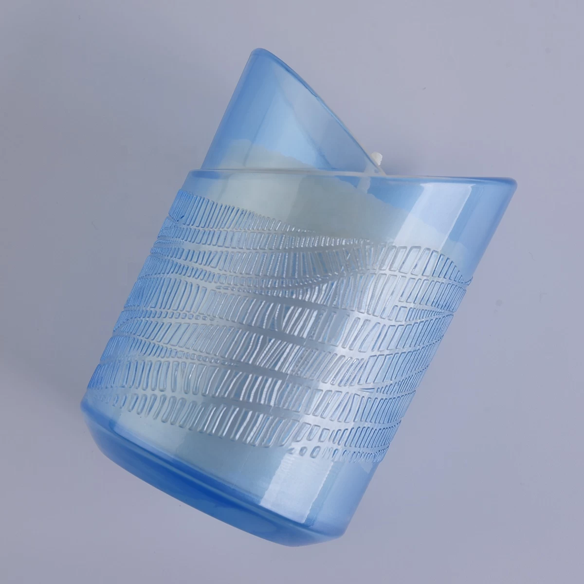 glossy blue glass candle holder, translucent candle holder wedding centerpieces