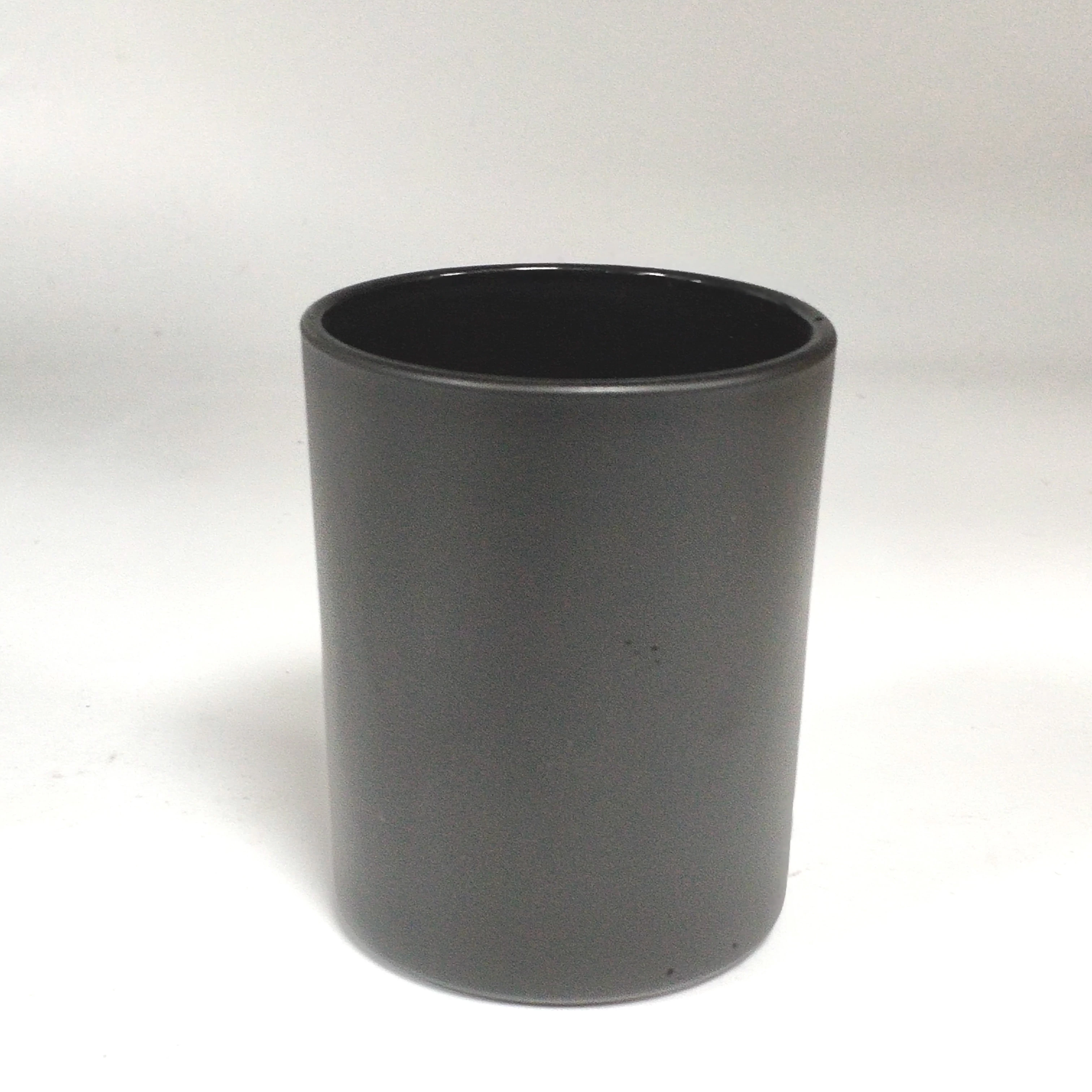 matte black glass candle vessel, cylinder glass votive candle holders
