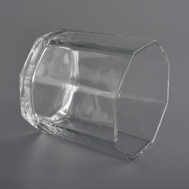 14oz hexagonal transparent glass candle holders