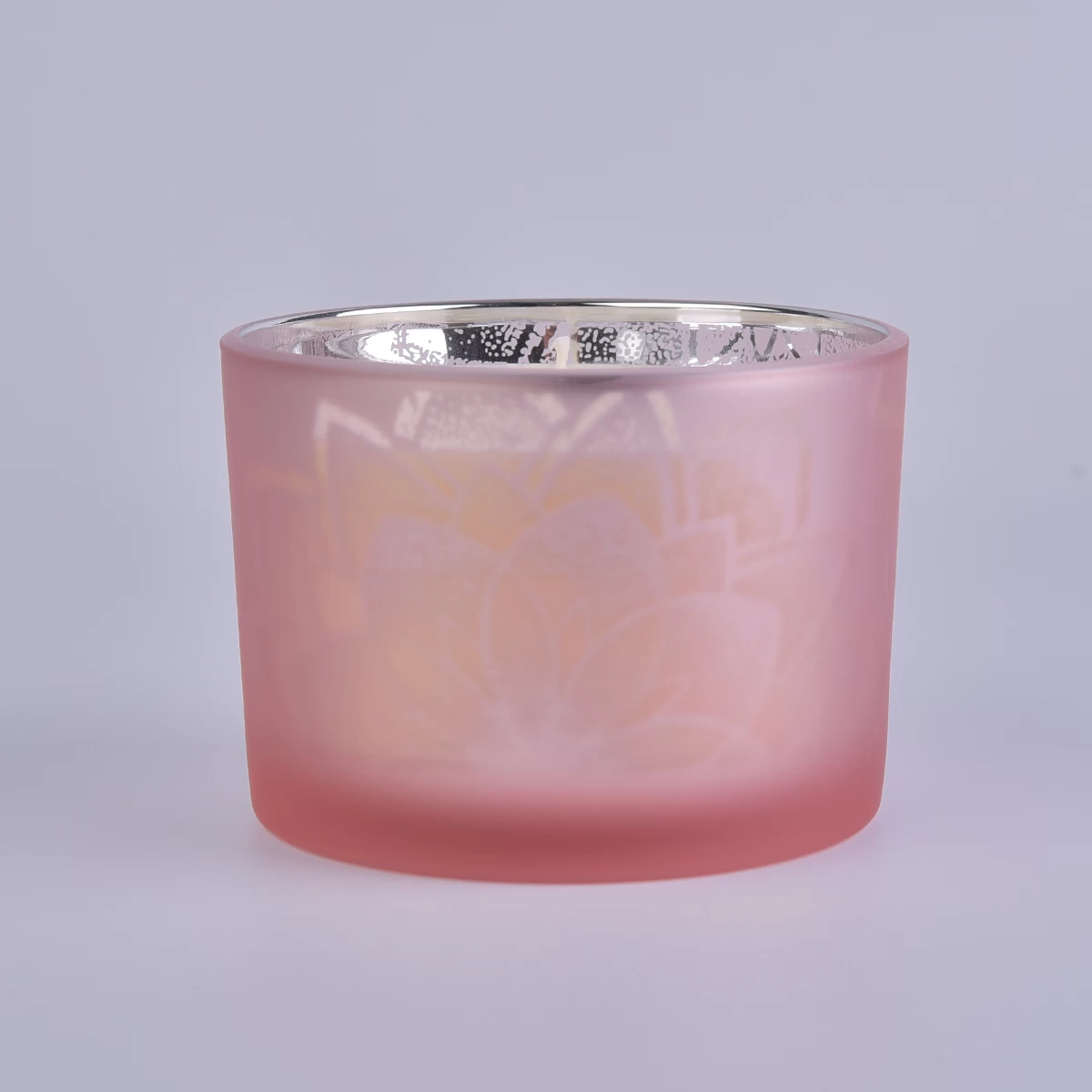 14 oz matte pink glass container, decorative glass candle holders