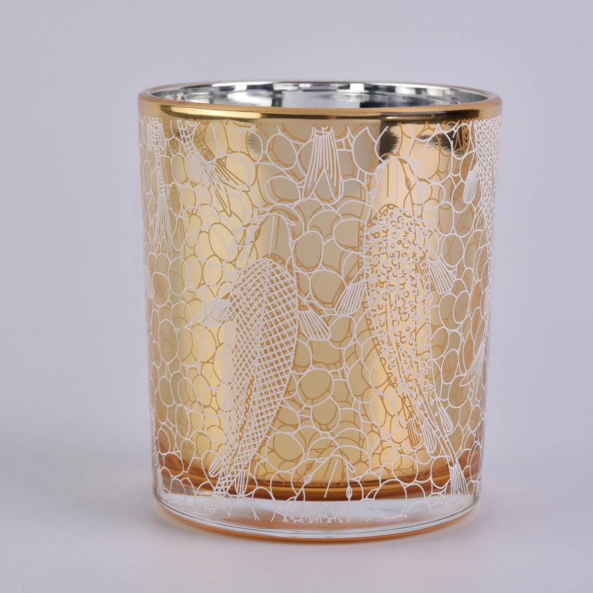 8oz 10oz luxury cylinder decorative electroplated glass candle holders