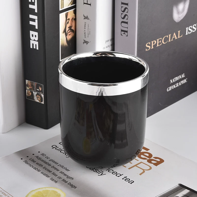 glossy black luxury ceramic candle jars