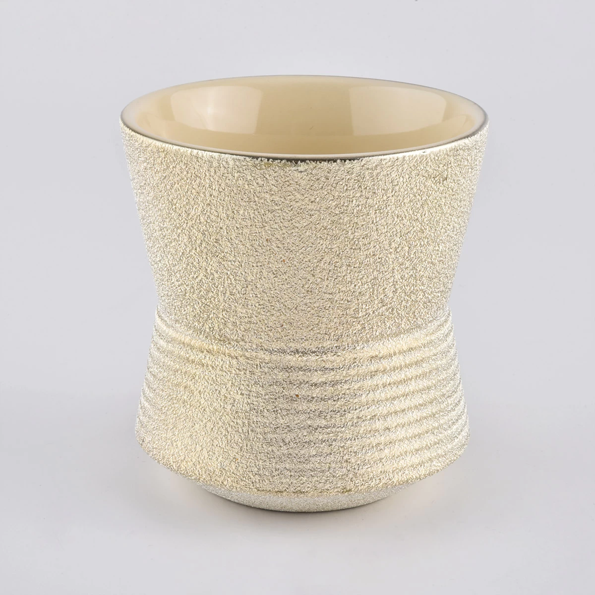 Metallic gold plating ceramic candle jars