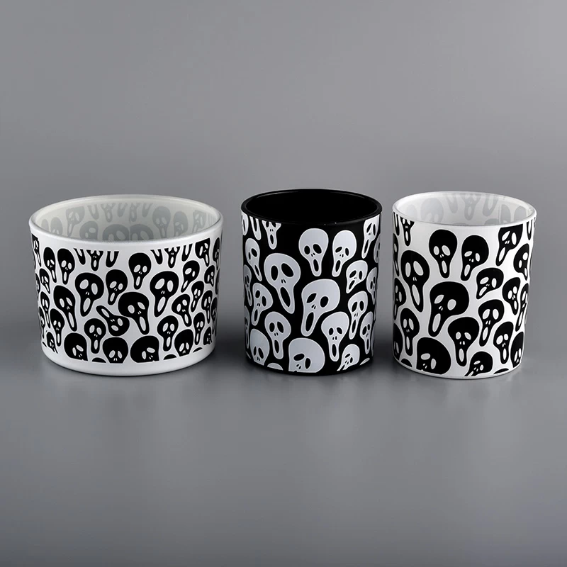 12OZ glass candle holders with leopard print