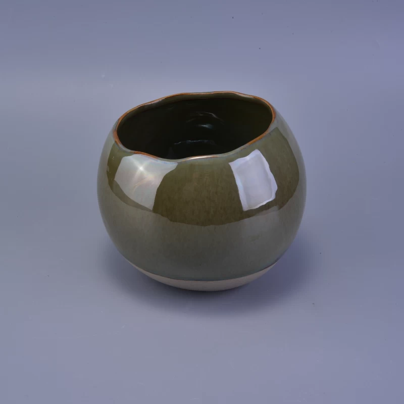 Large Reactive Stoneware Bowl 1280ml Ceramic Candle Holder for Home Decoration