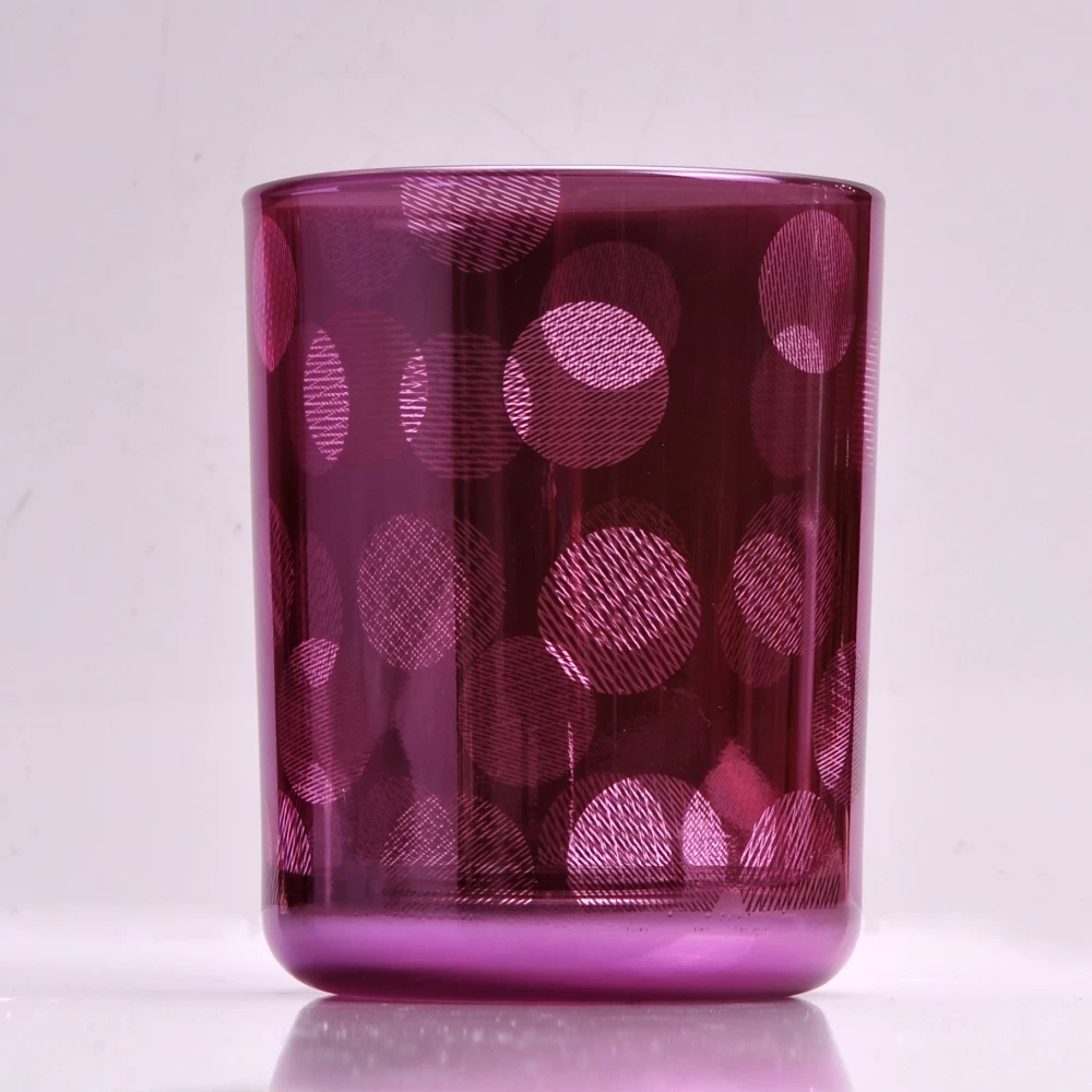 unique glass candle vessel with laser prints custom made, glass votive candle holders