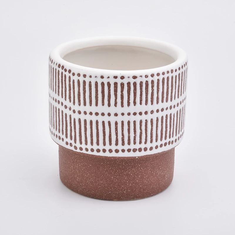 620ml Red Stripes Ceramic Candle Holder for Home Decoration