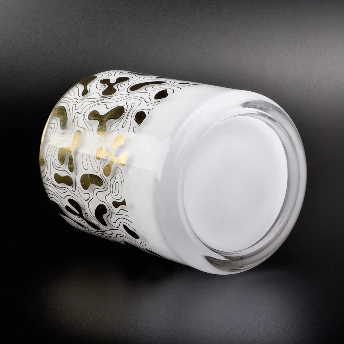 6 oz 10 oz 12 oz Supplier cylinder gold printing glass holder vessel for candle making