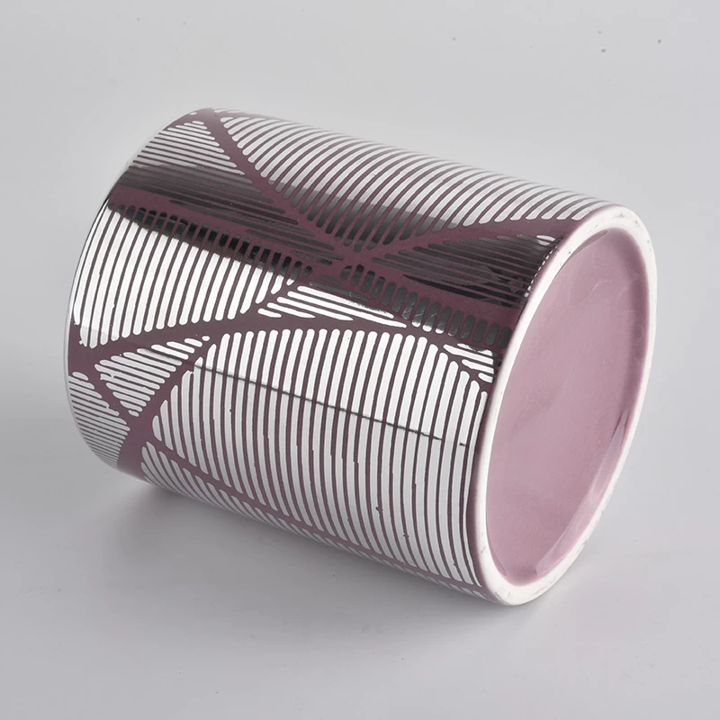 ceramic candle container with custom prints, unique ceramic candle holder