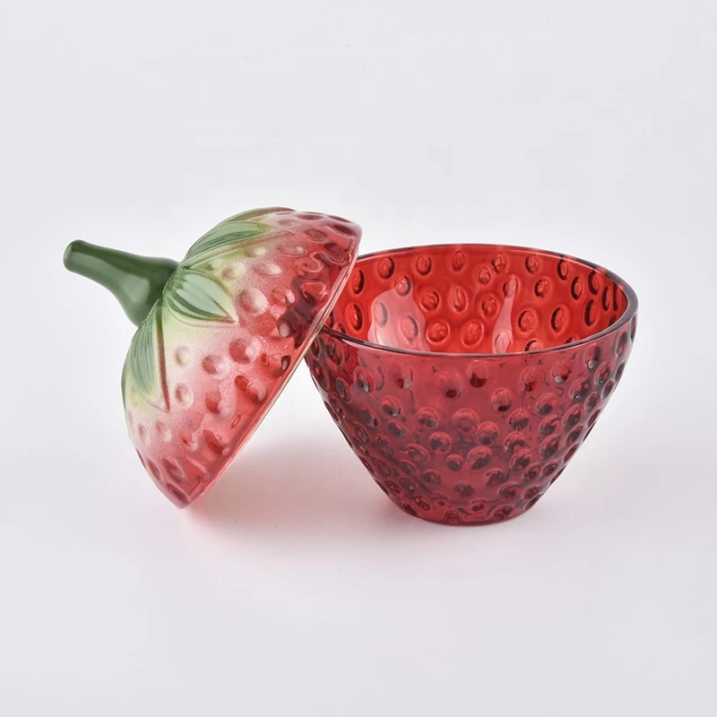 strawberry design glass tealight candle holders