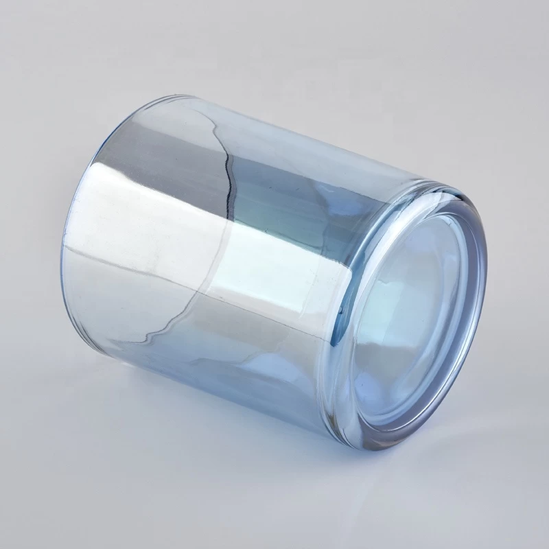 transparent blue glass candle vessel, 12 oz cylinder glass candle jar