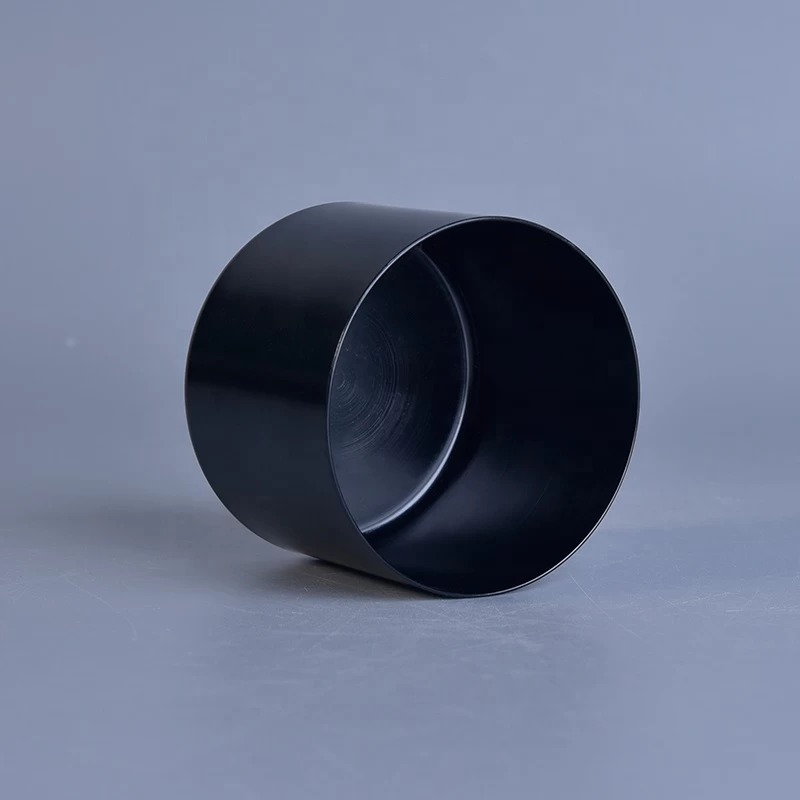 Cylinder black matte Candle Jars bowl Metal Container for home Decor Wholesales