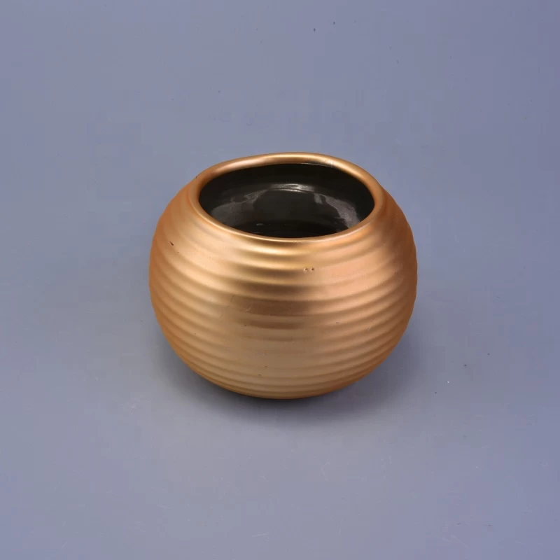 10oz round metallic electroplated ceramic candle holders