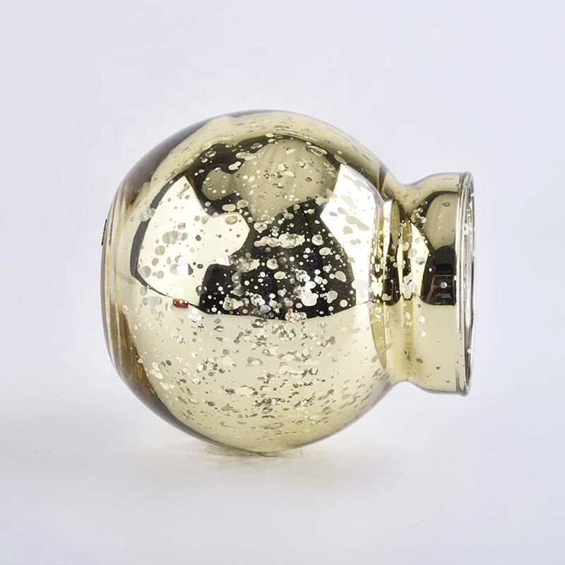 bulb designed gold electroplating glass candle jars