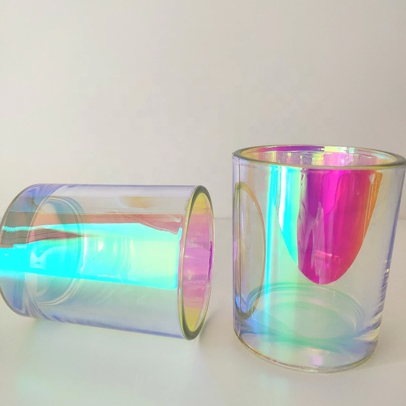 8 oz iridescent candle vessel unique glass votive candle holder