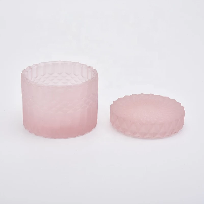 8oz Matte Pink Glass Candle Jars with Glass Lids Home Decor Pieces