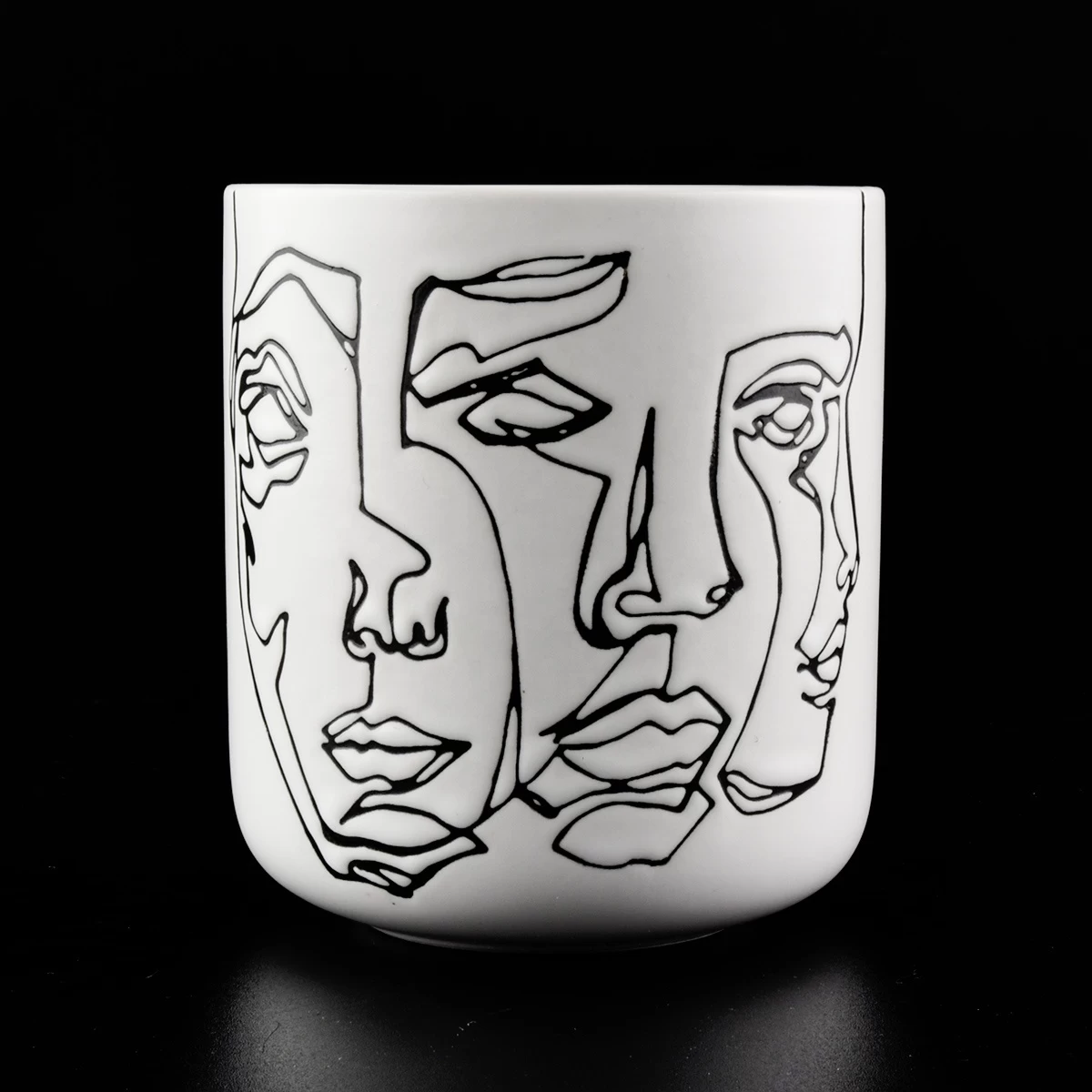Luxury white face pattern scented ceramic candle jars wholesale 6 oz 7 oz 8 oz