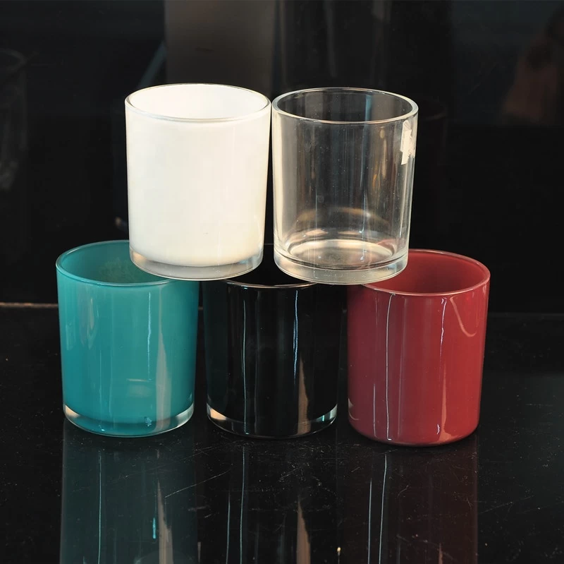 white glass candle vessel with wooden lid,  popular cylinder candle container in bulk