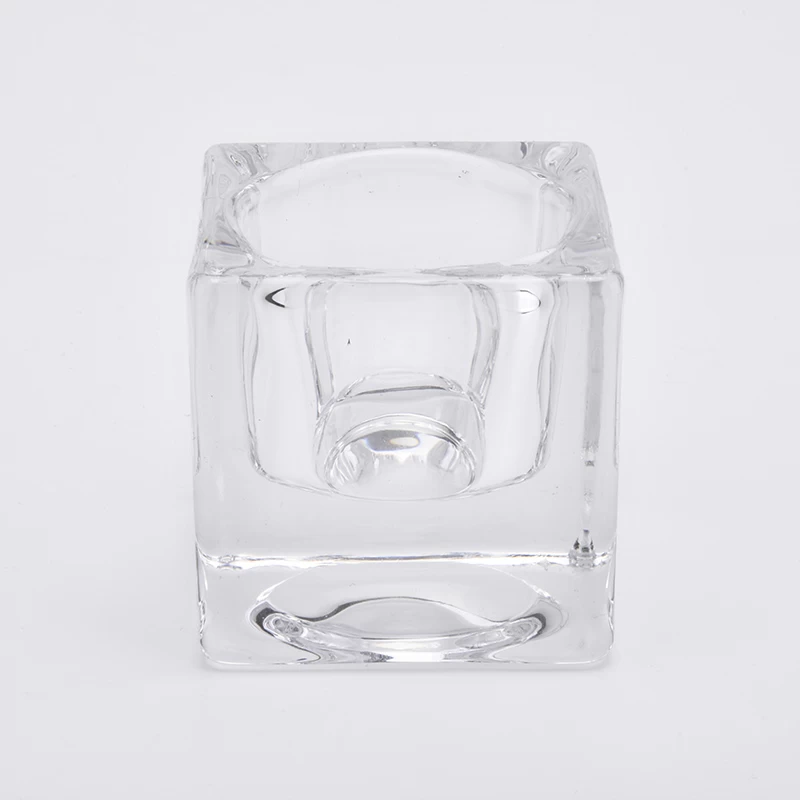 Wholesales Square Glass Candle Holders Thick Glass Votive Candle Jars Home Decor