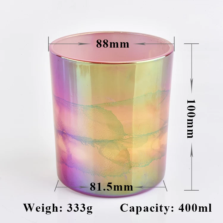 Multi-color electroplated glass candle container for home decor 