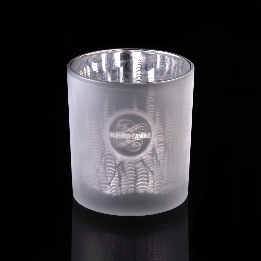 frosted glass candle vessel for candle making, custom made laser printed glass containers