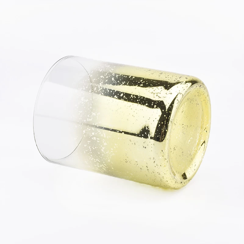 unique glass vessel for holiday season, yellow mercury glass vessel for candle making