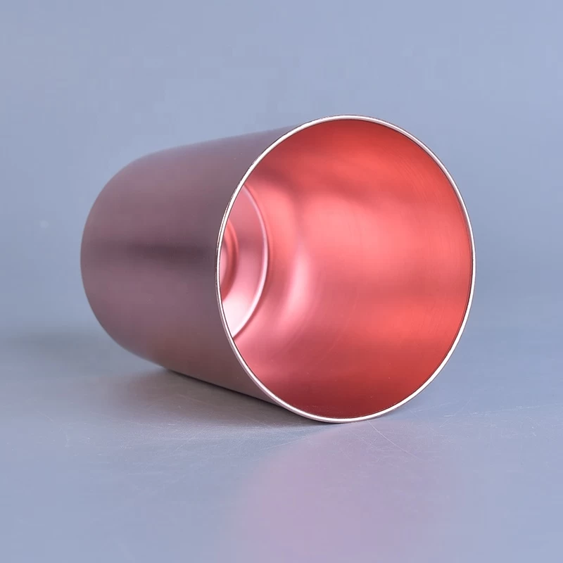 Aluminum Cylinder Pink Metal Candle Jars Metal Container for Wedding Decor in bulk