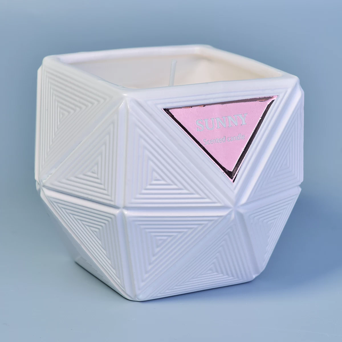 10oz 20oz Manufacturer custom white Hexagon candle ceramic jar
