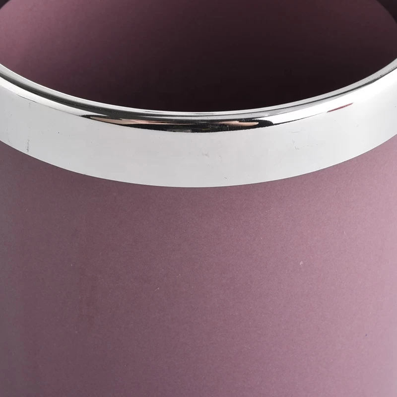 luxury cylinder ceramic candle jar with silver top