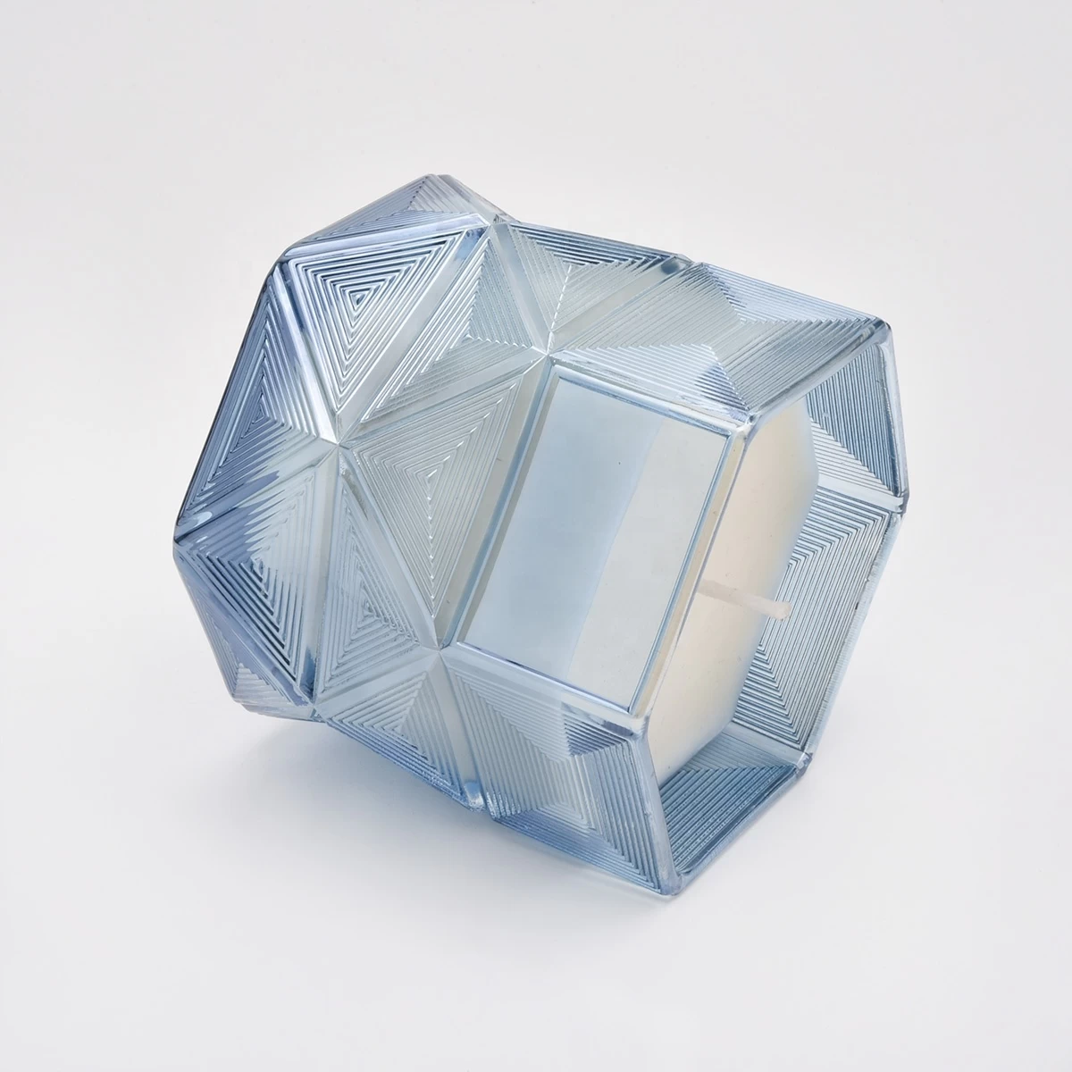 Sunny patent design luxury hexagon empty glass candle jars
