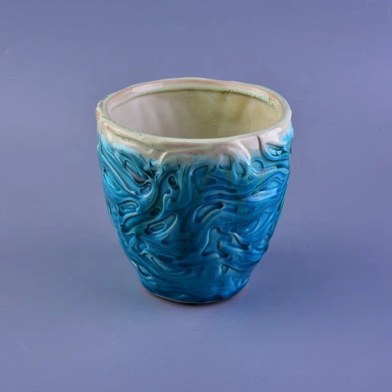 10oz 20oz Bulk vintage blue candle ceramic jars
