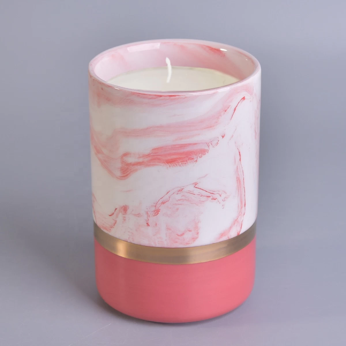 6oz 8oz In bulk custom decorative pink ceramic candle jars