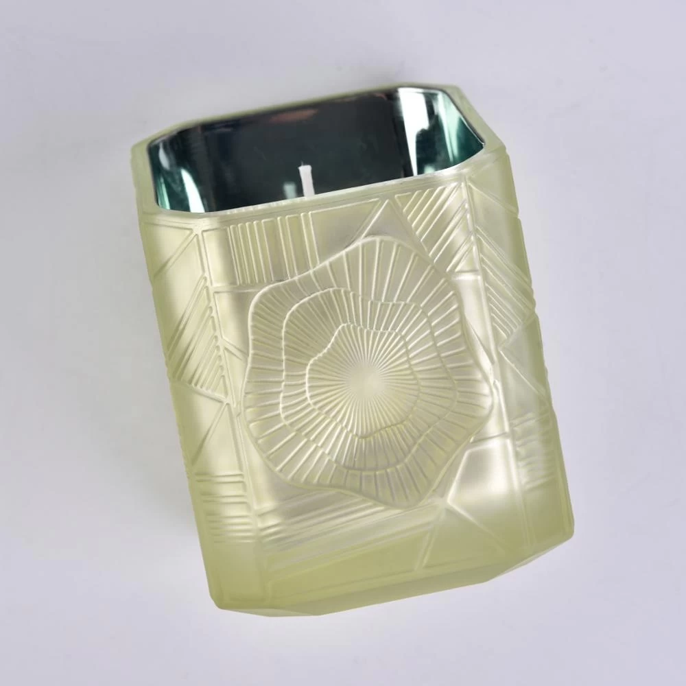 Sunny new design Trapezoid crystal square Luxury glass candle jar holder