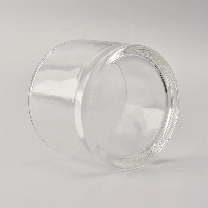 3 wick glass candle container, big capacity glass candle holder and lid