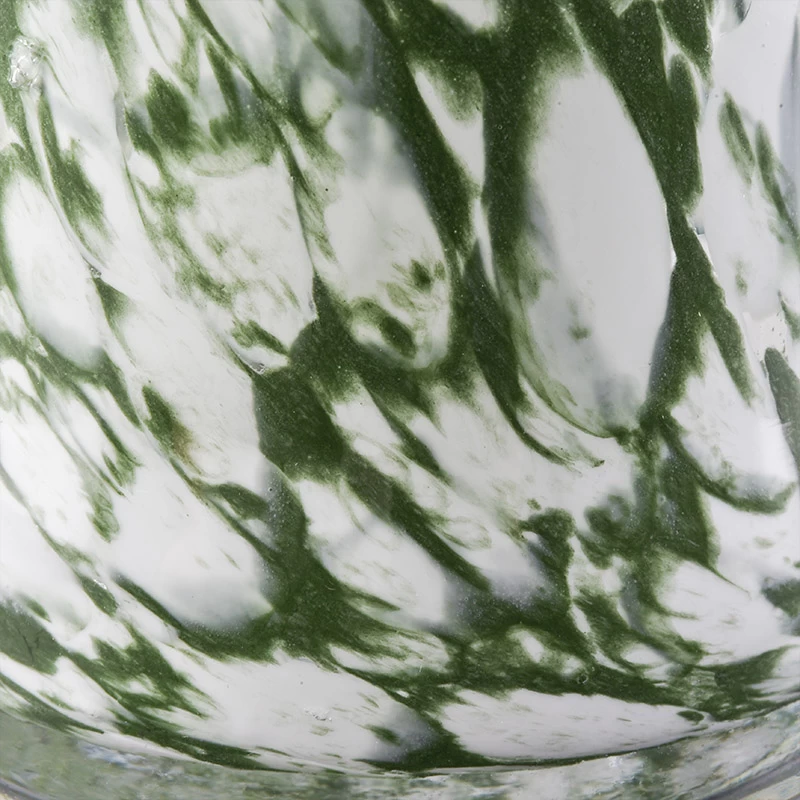 green glossy glass vessel glass candle jar hand made glass jar candle home decoration