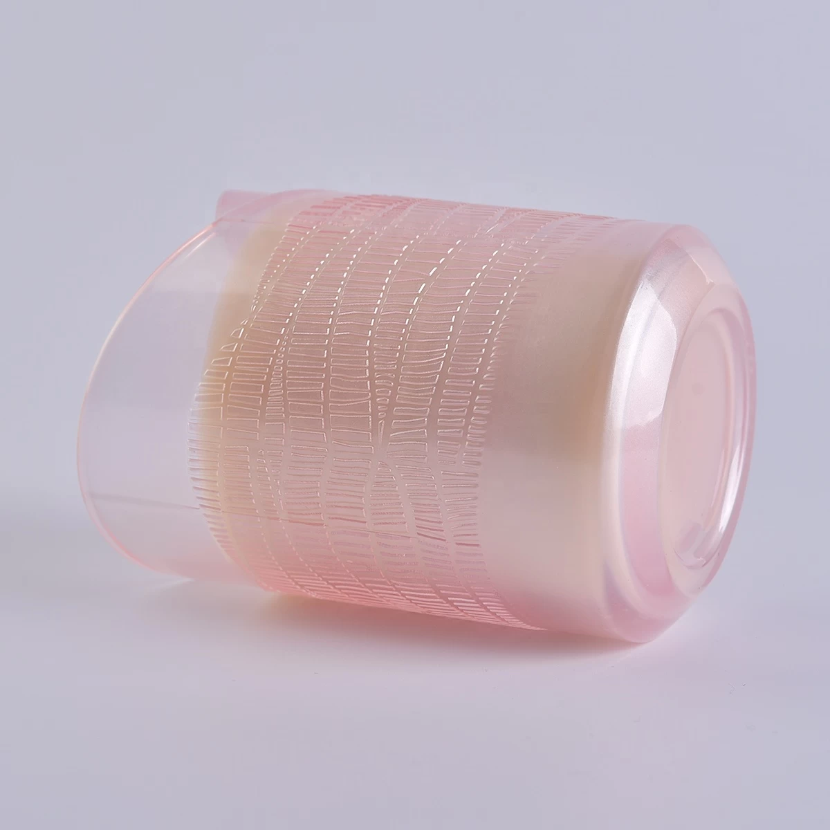 Hot sales custom pink heart design Glass candle jars